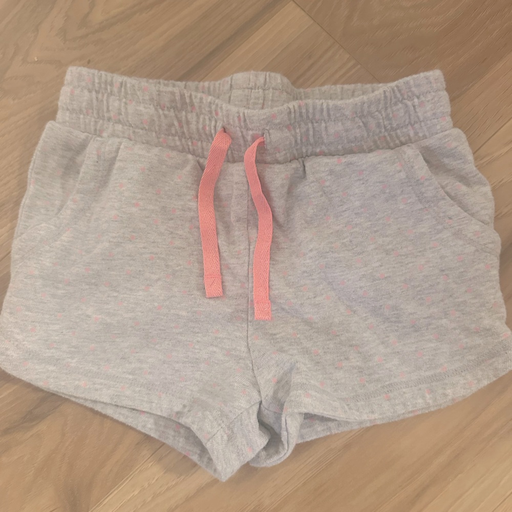 Girls Jumping Bean Shorts 4T - Comfy Kids Gray Shorts with Pink Accents